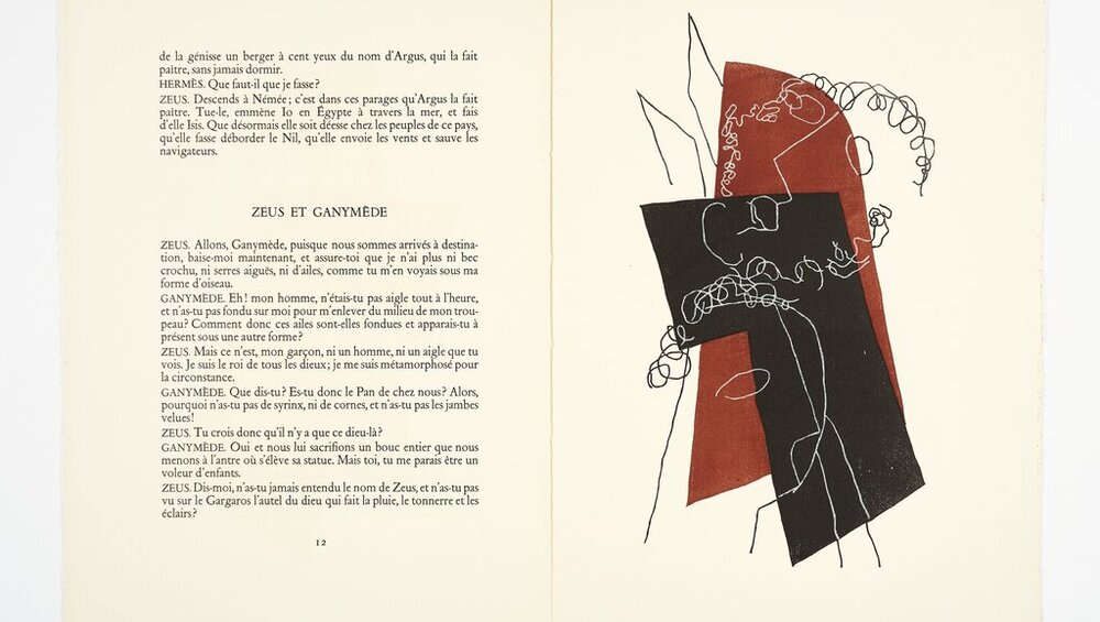 Henri Laurens, Farbholzstich aus: Lucien de Samosate, Dialogues, Paris: Tériade, 1951 © VG Bild-Kunst, Bonn 2023; Foto: GRASSI Museum für Angewandte Kunst Leipzig