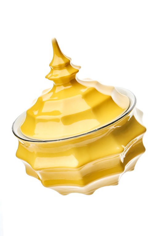 Gelb-Gold-farbene Porzellan Dose