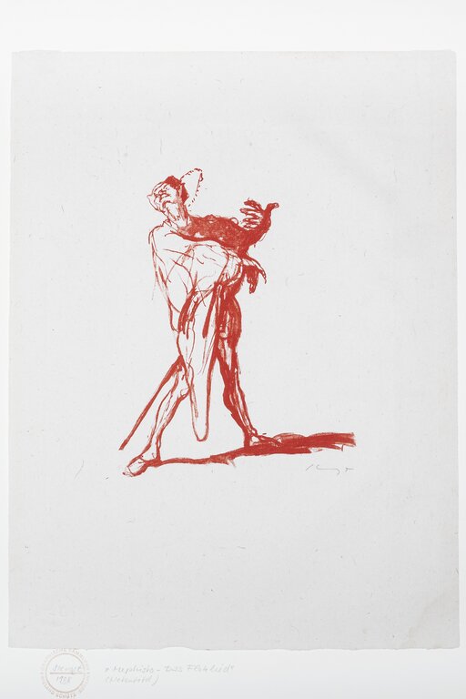 Max Slevogt, Mephisto (Flohlied), 1908, Lithografie, Leihgabe aus der Sammlung Wieland Schütz, Berlin, HAP Grieshaber; Foto: GRASSI Museum für Angewandte Kunst Leipzig 