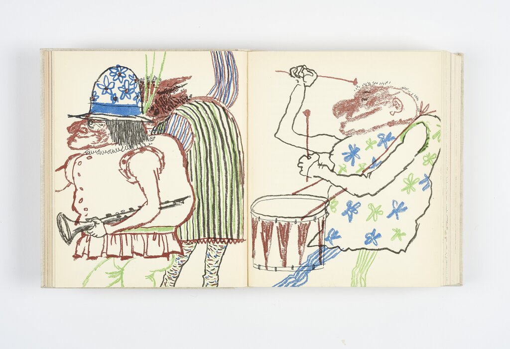 Werner Klemke, Die drei Buckligen aus: Werner Bahner, Neue Belustigungen und fröhliche Plaudereien, Berlin: Aufbau Verlag, 1962; Foto: GRASSI Museum für Angewandte Kunst Leipzig