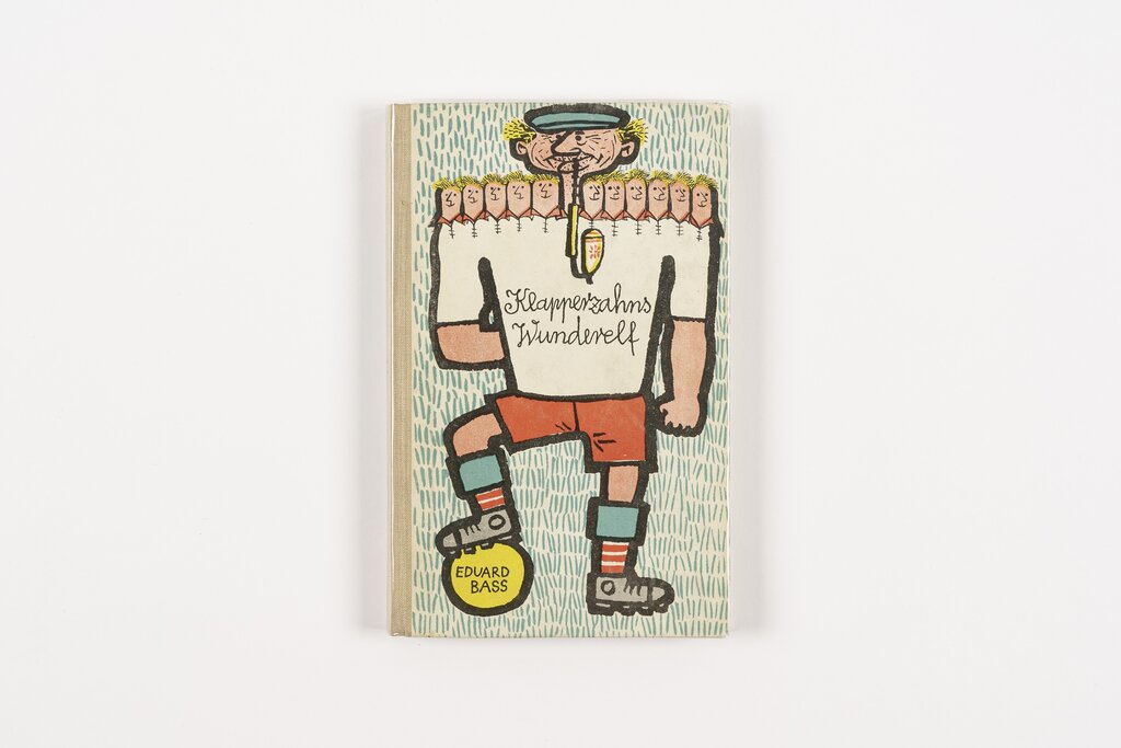 Werner Klemke, Umschlag zu: Eduard Bass, Klapperzahns Wunderelf, Berlin: Sportverlag, 1958; Foto: GRASSI Museum für Angewandte Kunst Leipzig